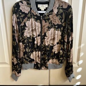 saltwater LUXE Black and Tan Floral Bomber Jacket
